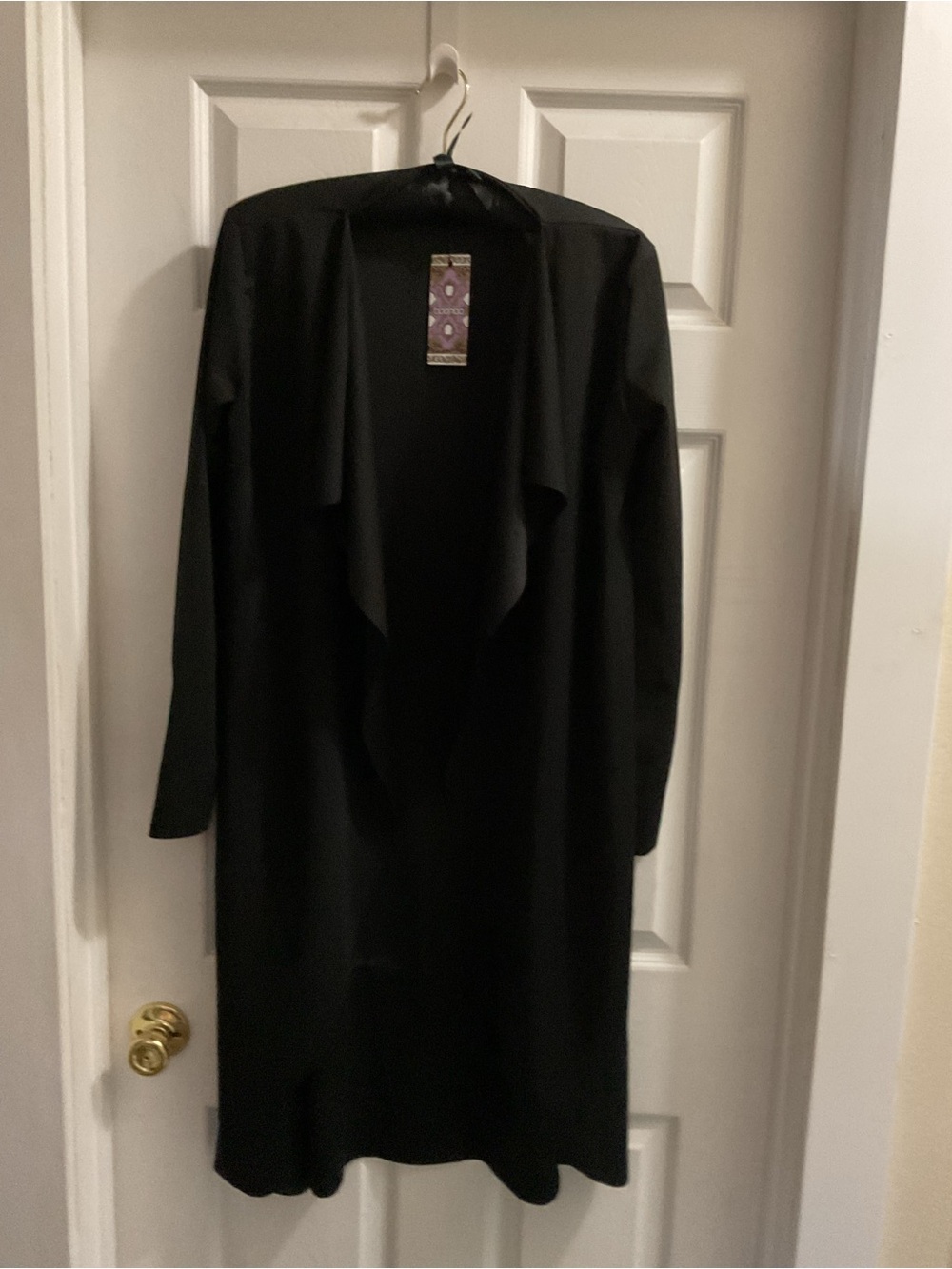 Boohoo Black Long Sleeve Open-Front Draped lapel long jacket